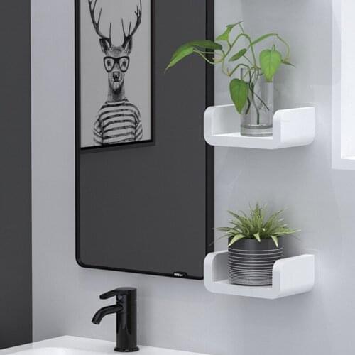 White home storage rack waterproof cosmetics shelf wall-mounted bathroom rack kitchen spice rack WF9041023