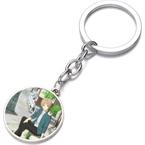 Anime Natsume Yuujinchou Keychain Glass Dome Key Chain Bag Charm Pendant Keyring Holder Kids boy girl Pendant
