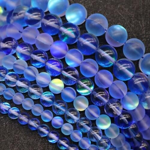 6-12mm Shimmer Stone Deep Blue Color Bright Grind Arenaceous Loose Beads Strand DIY Beads For Jewelry Necklace Bracelet Earring