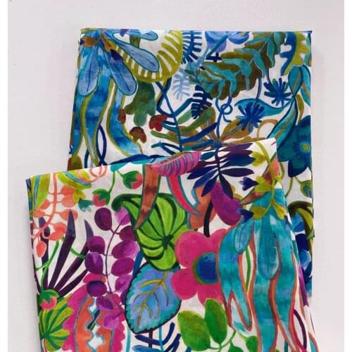 Jungle Trip Floral 80S Like Liberty Cotton Poplin Fabric For Kids Baby Sewing Cloth Dresses Skirt DIY Meter Designer Fabric