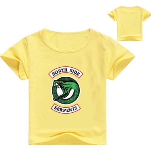 Baby Fashion Korean Boys snake T Shirts Riverdale South Side Serpents Animal Print Harajuku Casual T Shirt Girls Boys Vintage