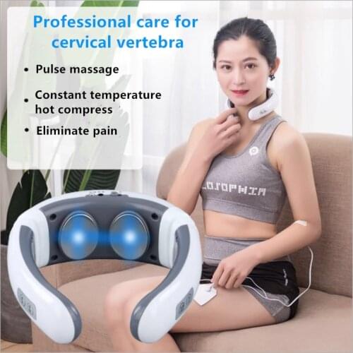 Electric Pulse Back and Neck Massager Far Infrared Heating Pain Relief Tool Health Care Relaxation Intelligent Cervical Massager
