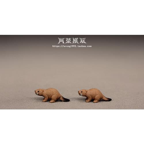 Cartoon Wild Animal Model Ornaments Amphibians Small Beaver Fairy Garden Moss Miniature Decoration Action Figures Figurine Toys