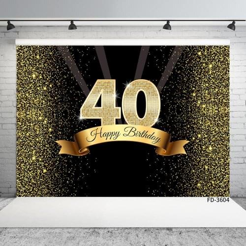 Golden Sand Glitter Photographic Backdrops Computer Printed Photography Backgrounds for 40 Birthday Party Photocall Photo Studio