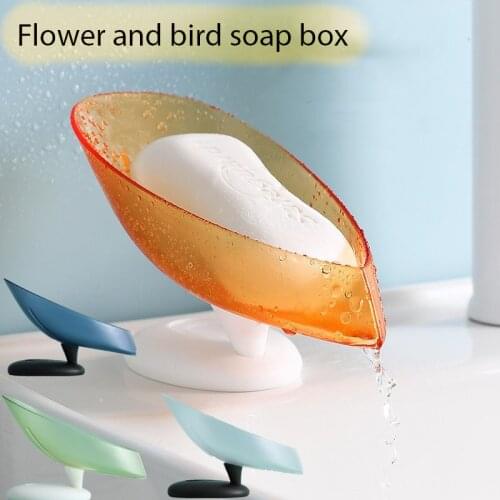 Leaf Shape Soap Box Drain Soap Holder Box Bathroom Shower Soap Holder Sponge Storage Plate Tray Bathroom Supplies Bathroom Gadge