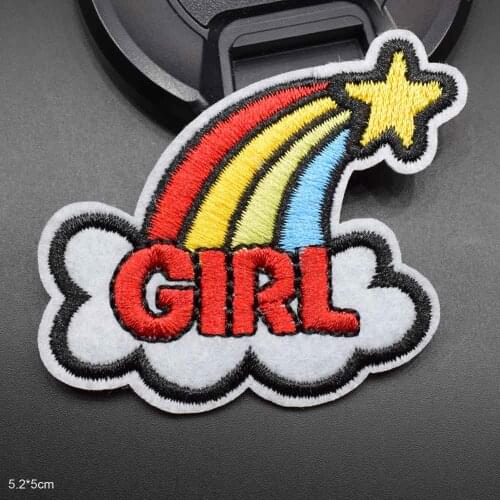 Girl Rainbow Lovely Iron On Embroidered Clothes Patches For Clothing Stickers Garment Wholesale