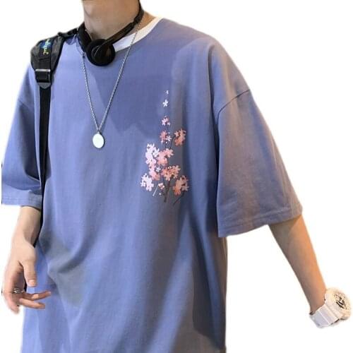 Hong Kong fashion brand sakura short sleeve T-shirt male Korean version of the trend instagram hot couples half sleeve loose cas