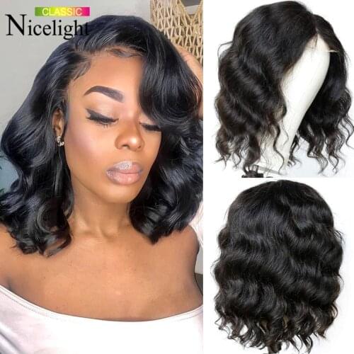 Nicelight Body Wave Human Hair Wigs 4X4 Lace Closure Bob Wigs Body Wave Bob Wig Brazlian 4x4 Frontal Wig Short Bob Wig For Women