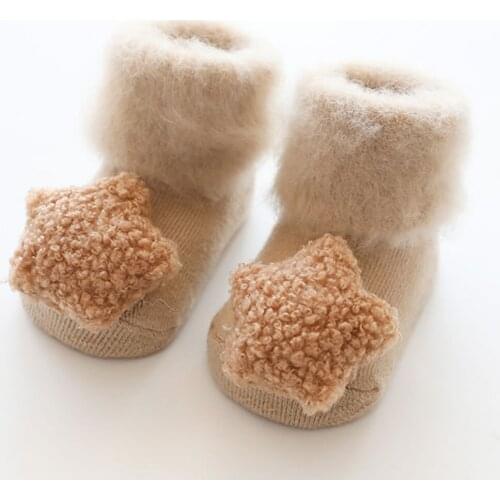 Todder Socks Winter Velvet Warm Baby Sock Doll Looped Antiskid Newborn Socks Floor Toddler Shoes Love Sweet