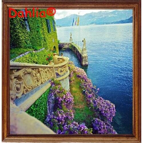 Scenery Lavender Seaside Gift Arts Needlework Embroidery DIY Cross Stitch Kits Crafts 14CT Unprinted Home Decor Handmade