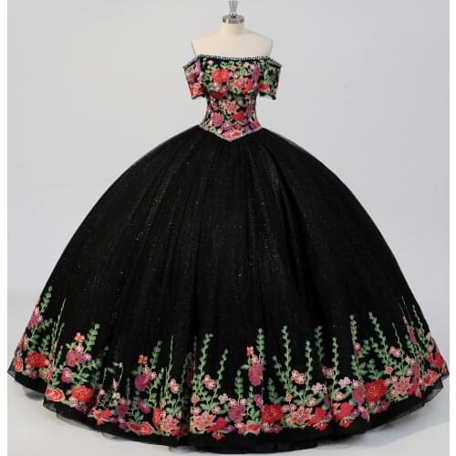 Black White Quinceanera Dresses Ball Gown Sweet 16 Dress vestidos de festa de 15 anos