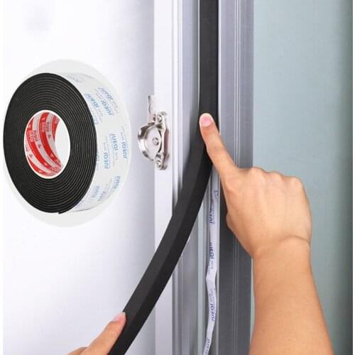 2Mx10mm Strong adhesive eva tape black door seal strip safety cabinet table corner bumper sticker chair leg pads floor protector