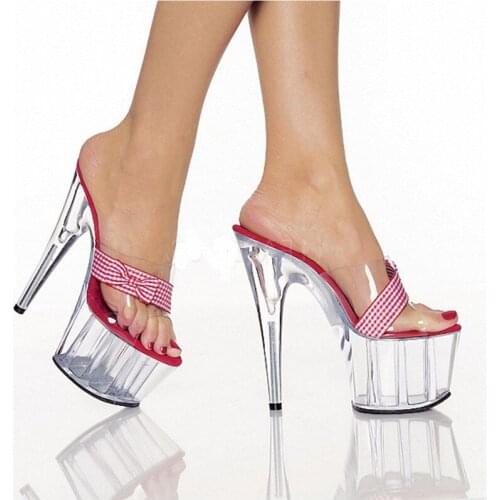 Transparent fashion sandals in the summer wear high heels, sexy 15 cm glass slippers, this is a new type of high heels