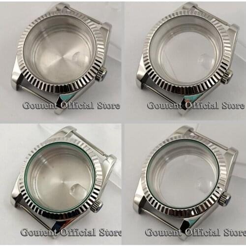 40mm Silver Watch Case For NH35 NH36,MIYOTA 8205/8215/821A,DG2813 3804,ETA 2836 Movement Sapphire relojes Case Watches For Men