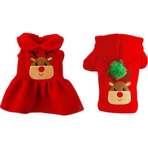 Christmas Pet Dog Clothes Winter Warm Pet Dog Dress Coat Clothing for Chihuahua French Bulldog Pet Party Princess Skirt Apparel