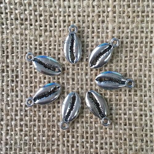 48 Pcs/lot 17x8mm Cute Shell Charms for Jewelry Making Antique Silver Plated Pendant for DIY Necklace Bracelet Earrings A037