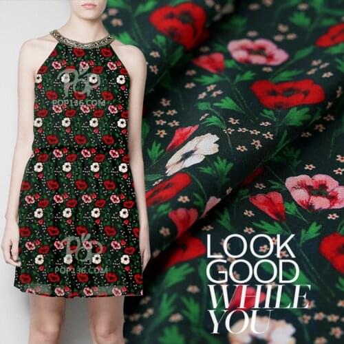 Digital painting silk crepe de chine fabric summer clothing silk fabric for dress crepe silk fabric wholesale silk cloth