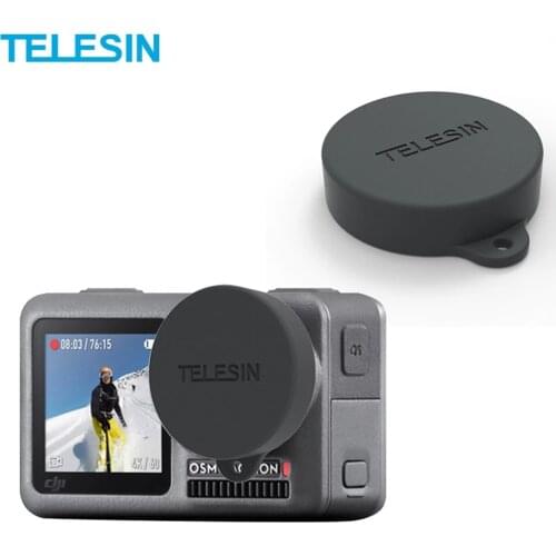 TELESIN Silicone Rubber Lens Cap Protector Black Cover For DJI Osmo Action Camera Accessories