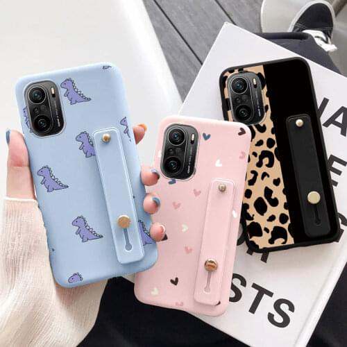 For Xiaomi Poco F3 Case Silicone Back Cover Phone Cases for Xiomi Poco F3 Pocof3 f 3 6.67'' Soft TPU Wrist Strap Holder Bumper