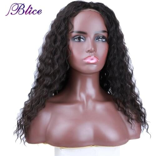 Blice Synthetic Closure Wig Deep Wave Long Hair Extensions Mixed Hair Wigs Natural Style 18 Inch Medium Length For Women
