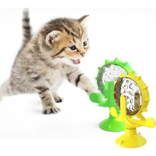 Pet 360° Funny Rotate Spinning Windmill Teasing Cat Toys Kitty Self-Healing Relieving Boredom Food Leakage Toys