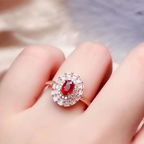 Natural and Real Ruby Ring 925 Sterling Silver Finger Ring For woman Wedding Party female Ring Gift Wholesale