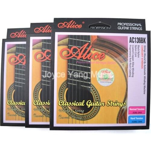 3 Sets of Alice AC136BK Normal Hard Black Nylon Strings Classical Guitar Strings 1st-6th Strings Free Shipping Wholesales