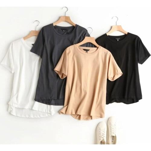 Withered Summer T shirt Women England Style Simple Solid O-Neck Cotton Match Basic Harajuku Tshirt Camisetas Verano Mujer 2021
