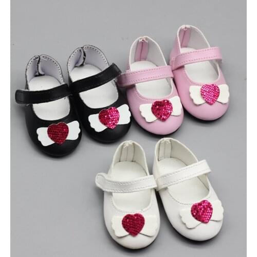 Doll Shoes with Heart-Shaped Bow for 18-Inch Girl Dolls and 43cm Baby Dolls Toy Shoes Dolls & Accessories
