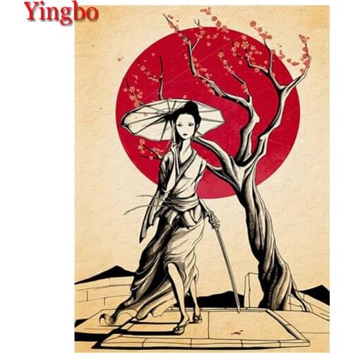 Japanese woman samurai Diamond Painting Full Square/Round 5D DIY Diamond Embroidery Cross Stitch Diamond Mosaic Rhinestone