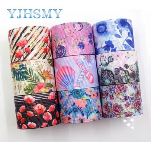 YJHSMY G-181017-1396,38mm 5 Yards Colored flower Ribbons Thermal transfer Printed grosgrain,DIY Clothing Handmade materials