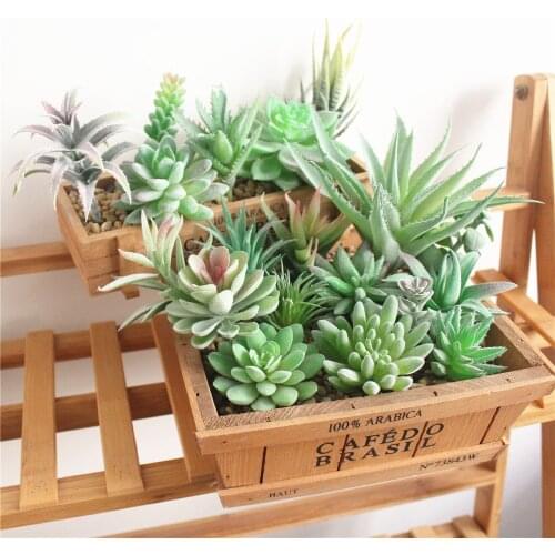 Green Flocking Artificial Succulents Plants Home Garden Decoration Flower Arrangement Bathroom Accessories Planta Artificial