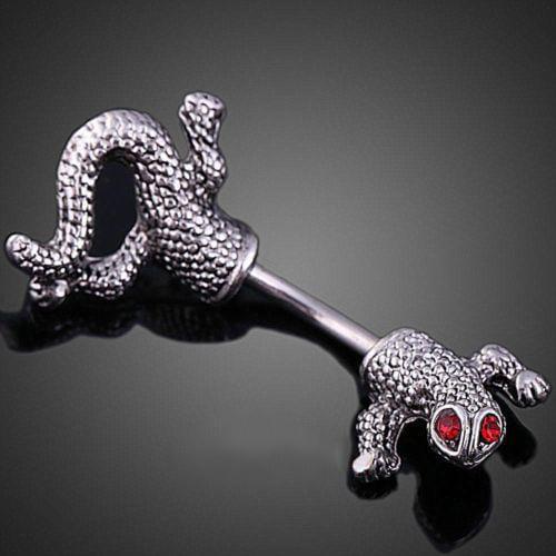 Women Punk Cool Lifelike Red Eye Lizard Design Belly Button Navel Ring Jewelry Sexy Women Belly Ring Fashion Punk Piercing Jewel