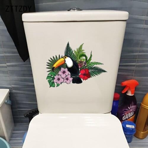 ZTTZDY 24.2×18.1CM Cartoon Toucan Kids Bedroom Decoration Wall Stickers Funny WC Toilet Decals T2-1219
