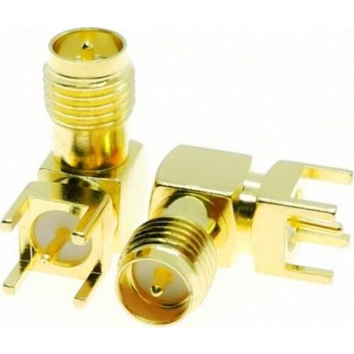 1PC new RP-SMA female RF coaxial cable connector PCB right angle gold-plated adapter