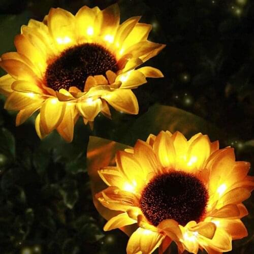 1pcs Led Sloar Light Sunflower Style Lawn Light Outdoor Waterproof Flowers Led Lamp For Courtyard Garden Lawn Decor Solar Lamps