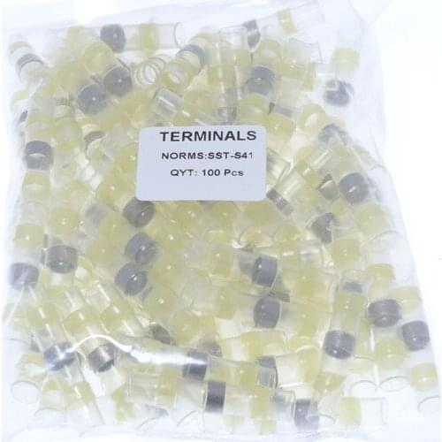 100pcs SST-S41 heat shrink solder sleeve wire splices AWG 12-10 4.0-6.0 mm2 butt wire connectors terminals SST-R41