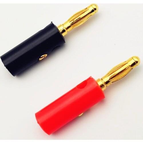 100pcs High quality 4mm Banana Plug Screw-type Gold Plated Red + Black Lenth 40mm