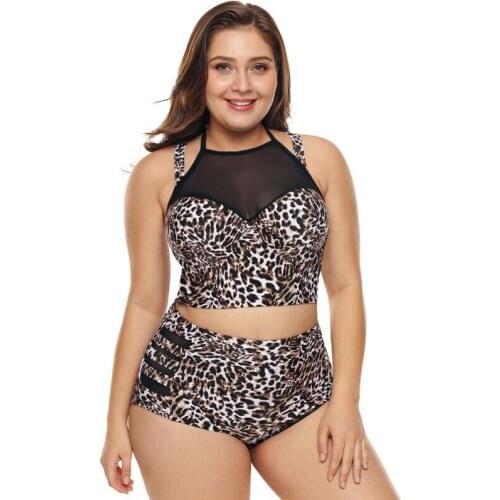 2020 Women Retro High Waist Plus Size Push Up Bikini Swimsuit Swimwear Two Piece