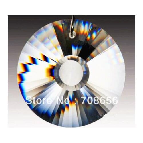 90PCS 45MM MACHINE CUT ROUND SUNBURST RADIATING CRYSTAL PRISM PENDANT FREE SHIPPING