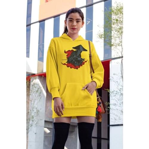 Angemiel Wear Warrior Women Yellow Dress Sweatshirt Tunik