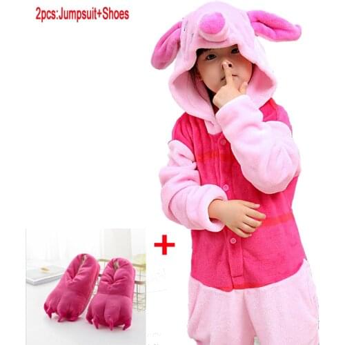Free Shipping 2020 Girls Animal Suits Kids Piglet Pig Cosplay Costume Onesies Winter Warm Pyjamas Pajamas Sleepwear Party Wear