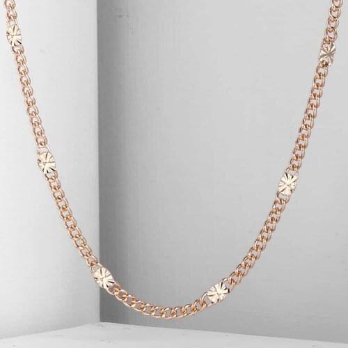3mm Womens Girls Necklace Curb Cuban Chain 585 Rose Gold Filled Necklace Fashion Jewelry CN12