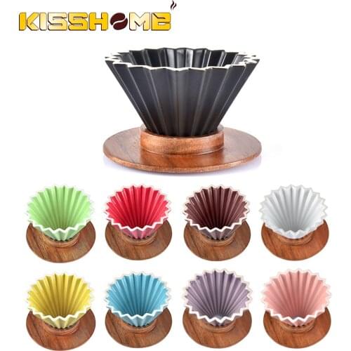 Espresso Coffee Filter Cup Coffee Funnel Coffee Dripper Ceramic Pour Over Coffee Maker With Stand V60Funnel Dripper Filter Paper