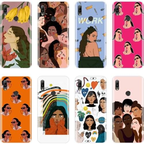Case For Huawei Y5 Y6 Y7 2019 Case Silicone Black Girl Cool Fashion Art Back Cover For Huawei Y9 Y7 Y6 Prime Pro 2019 Phone Case
