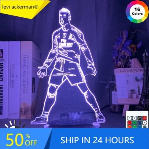 Cristiano Ronaldo Figure Led Night Light for Home Decor Touch Sensor Color Changing Nightlight Gift for Kids Child Table Lamp