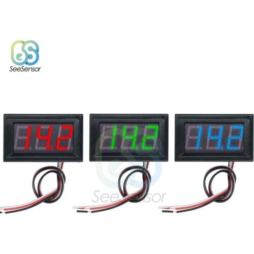 3 Wire 0.56" Mini LED Digital Voltmeter Voltage Meter Volt Tester for Car Motorcycle DC 0-30V 0.56 inch Red Green Blue