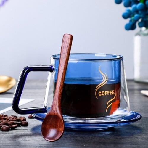 Colored high boron silicon glass double-layer coffee mug milk mugs tea cute coffee mugs and cups cold cup coffee cup