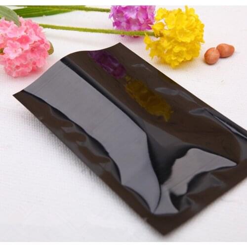 DHL 800Pcs/Lot 10*15cm Heat Sealable Mylar Foil Coffee Beans Food Storage Vacuum Pouches Open Top Black Flat Aluminum Foil Bags