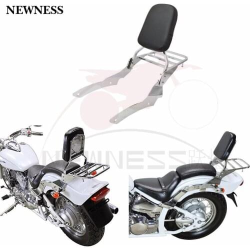 Chrome Motorcycle Chrome Backrest Sissy Bar With Luggage Rack Backrest Pad For Yamaha V-Star Vstar 650 400 Custom 1996-2011